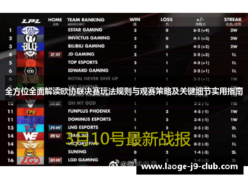 全方位全面解读欧协联决赛玩法规则与观赛策略及关键细节实用指南